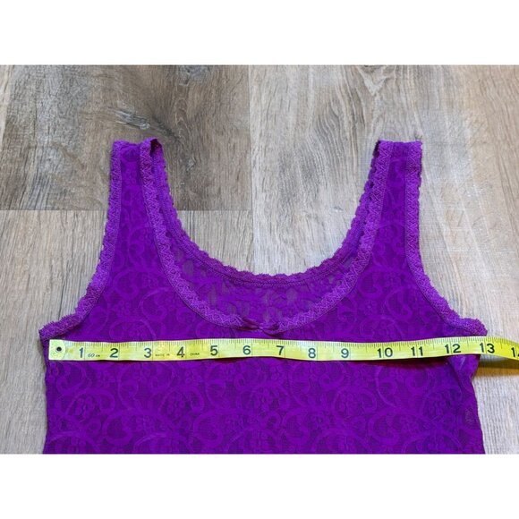 90s Maidenform Super Stretchy Lace Tank Top Fuchsia S/M - Picture 5 of 6
